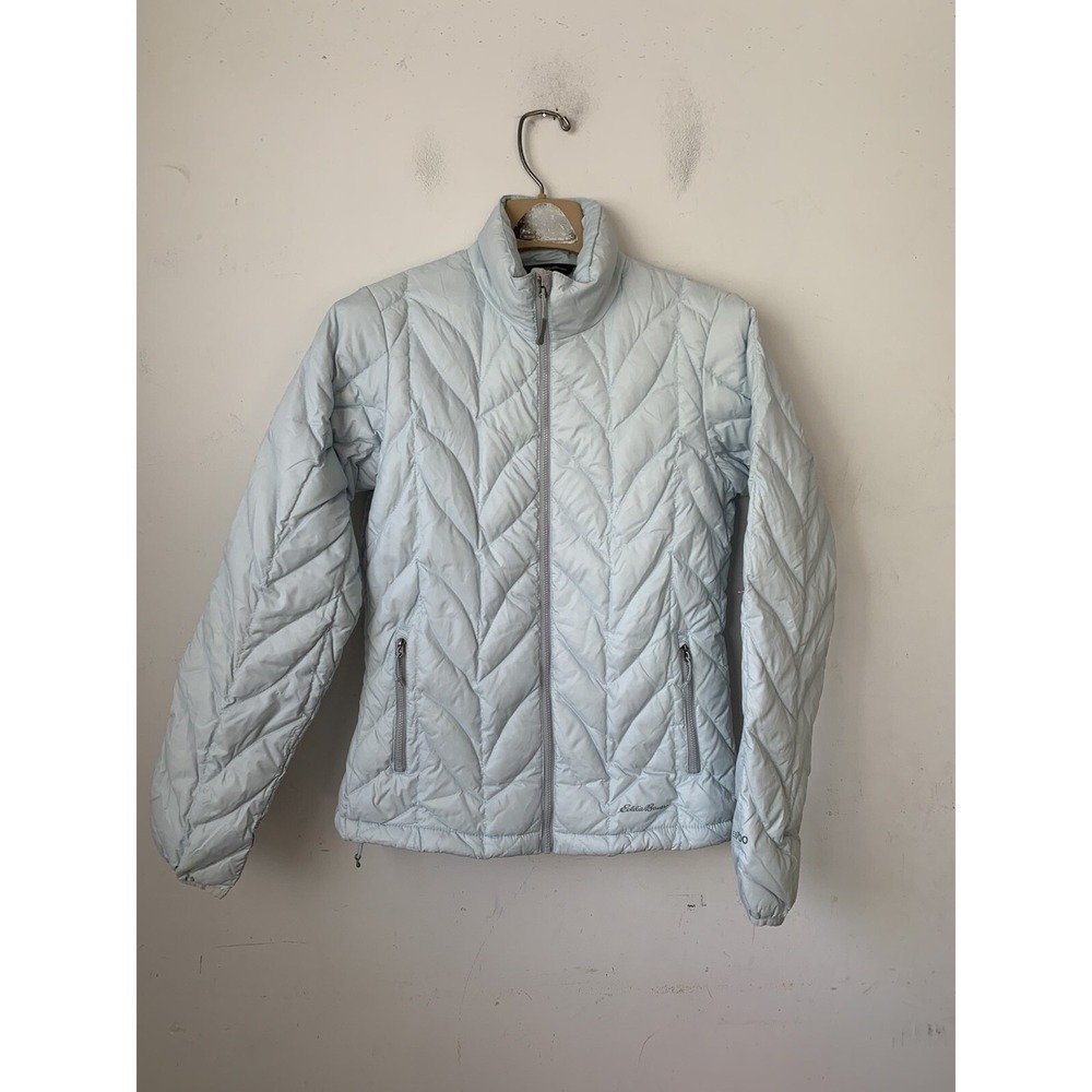 Eddie Bauer Womens Puffer Coat Small Blue‎ Quilted Down Puffer EB700 Packable